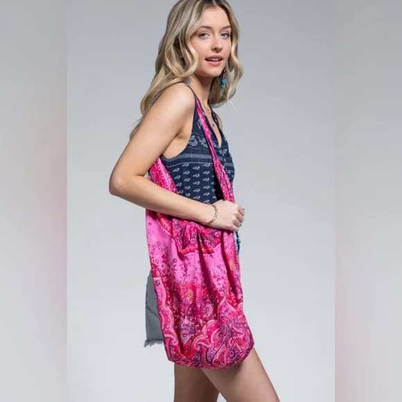 Hobo Beach Yoga Boho Chic Shoulder Bag - Ethnic Inspired Print - Fine Cotton - Picture 3 of 8